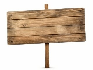 Fototapeta premium Isolated Wooden Sign on a White Background Suitable for Customization, Blank Space Available for Text or Graphics, Perfect for Creative Projects