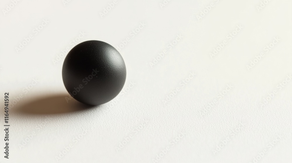 Wall mural Minimalist black sphere on a white background, showcasing modern simplicity and elegance in contemporary design and artistic aesthetics.