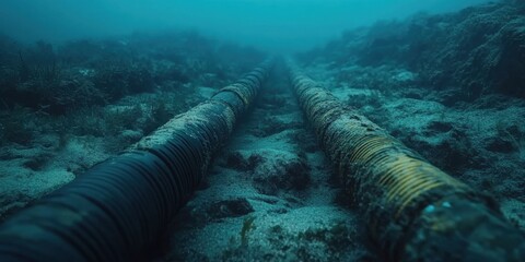 thick internet cable runs underwater