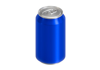 Blue soda aluminum can, transparent background