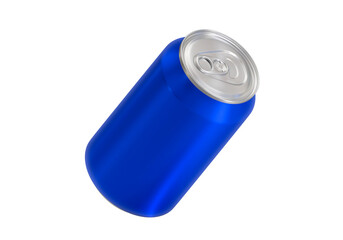 Blue soda aluminum can, transparent background