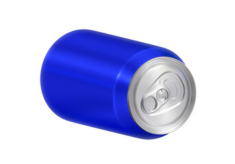 Blue soda aluminum can, transparent background