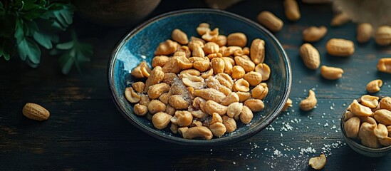 Plate of salted peanuts