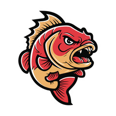 Angry fish vector and red fish vector art