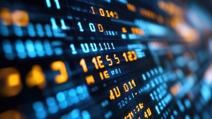 Obraz premium Digital stock market data visualization showcasing dynamic financial trends, investment analytics, real-time trading figures, and economic forecasting insights.