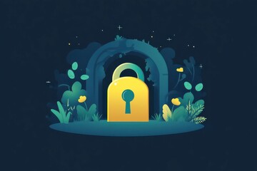 Cheerful Lock in Playful Cartoon Style Design