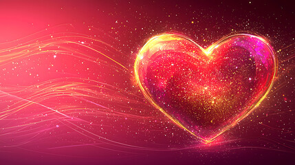 glowing heart with sparkles on vibrant pink background evokes love and joy