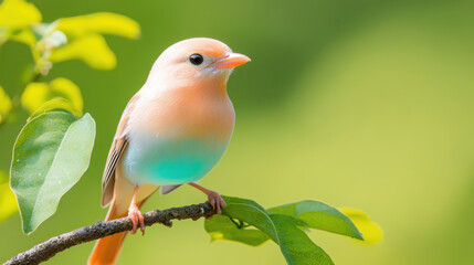 Obraz premium Newfound, A visually stunning image of a newly discovered bird species, softly glowing in pastel colors, showcasing its unique beauty in a serene environment.