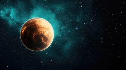 Obraz premium Cosmic abstract background concept. A stunning view of a planet in space with vibrant colors and cosmic clouds.