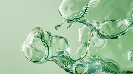 Abstract image of green bubbles and droplets, conveying freshness and fluidity.