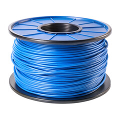 blue 3d printer filament isolated on transparent background