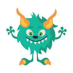 cute green monster creature