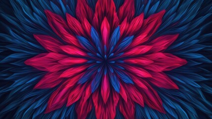 Obraz premium Fireworks abstract background concept. A vibrant abstract flower design featuring rich hues of red and blue petals.