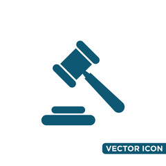 Simple Hammer Law Icon Design Template