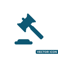 Simple Hammer Law Icon Design Template