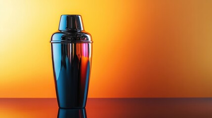 Naklejka premium Sleek cocktail shaker isolated on vibrant gradient background showcasing modern barware elegance and style for mixology enthusiasts