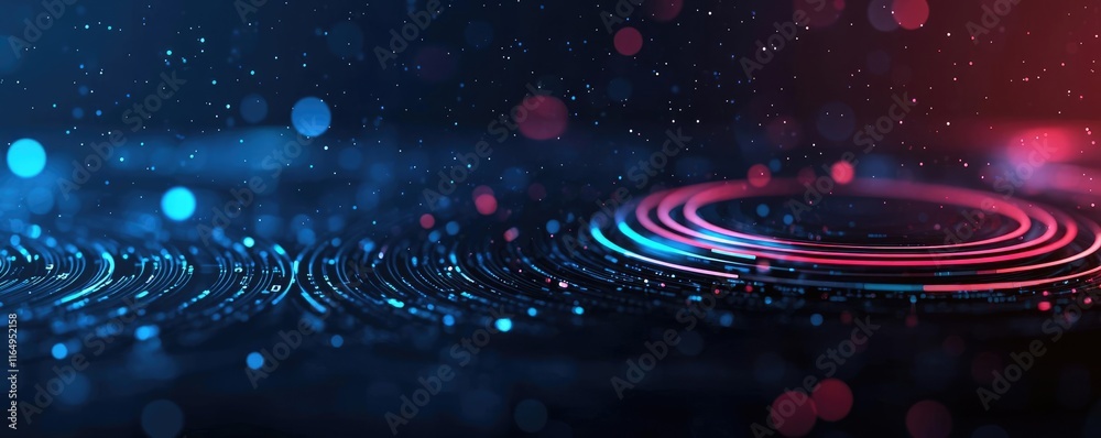 Wall mural circles abstract background idea. abstract digital design with glowing circles and vibrant colors in