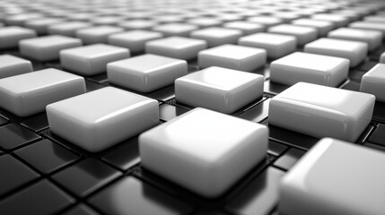 Obraz premium Abstract white cubes on black grid.