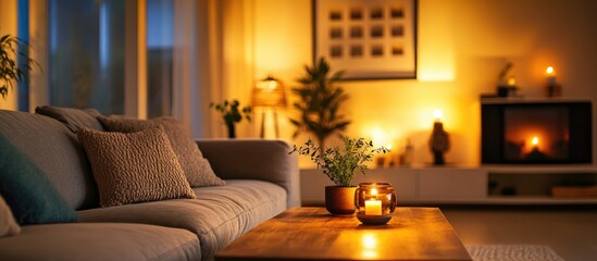 Warm and inviting home interior with soft lighting and cozy decor ideal for relaxation and comfort during quiet evenings