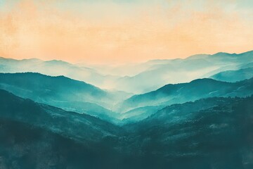 Fototapeta premium Serene Mountain Landscape with Soft Glow Lighting