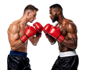 Two boxer with boxing gloves facing each other doing staredown
