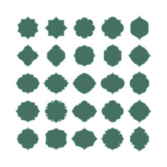 Set of Green Islamic shapes frames