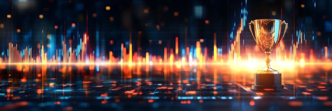 Achieve Digital Victory: Golden Trophy & Data Rise