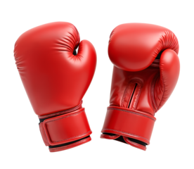 Red boxing gloves mockup, front and back view, isolated background