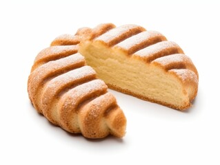 Delicious Viennese Biscuit Half with Sugar Dust on White Surface Ideal for Bakery or Dessert Promotions and Food Photography