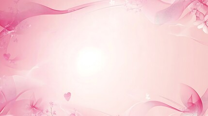 Delicate Pink Floral Design with Hearts and Swirls