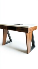 Modern Walnut Desk with White Top - Stylish and Functional Workspace Furniture