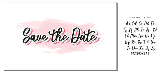 SAVE THE DATE LETTERING. WEDDING LETTERING. VECTOR BRUSH HAND LETTERING. WEDDING TYPOGRAPHY PHRASE. TYPE TEXT ART WORDS