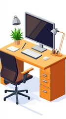 Modern Office Desk Illustration: A Stylish Workspace Design