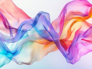 Obraz premium A colorful wave of translucent fabric creating a fluid and dynamic visual effect.