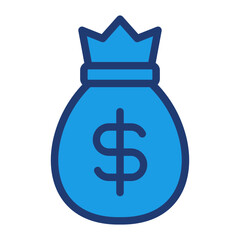 Money Bag Blue Color Icon