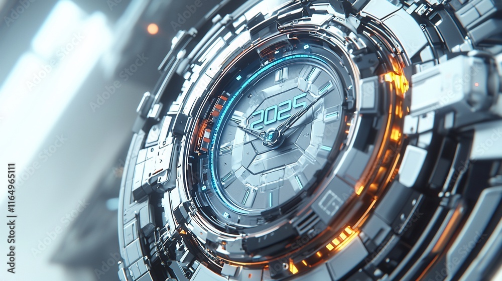 Poster Futuristic clock displaying 2026.