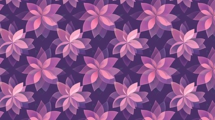 Obraz premium A pattern of stylized pink flowers on a dark purple background.