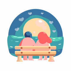 Fototapeta premium Couple enjoying a romantic valentine's evening park digital art cozy atmosphere side view love concept