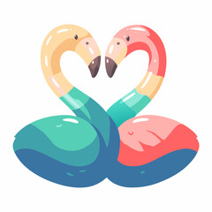 Valentine flamingos forming heart shape romantic artwork vibrant colors digital design whimsical concept