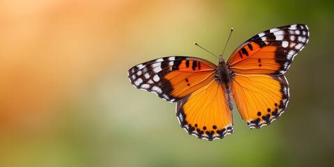 Naklejka premium Abstract representation of a butterfly emerging from a cocoon, symbolizing the transformative process of personal growth, self-improvement, and the achievement of set goals, with space for text