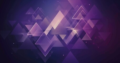 Abstract geometric design featuring layered triangles in purple hues.