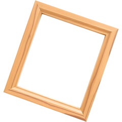 A wooden picture frame with no photo inside. png isolated background. transparent background.