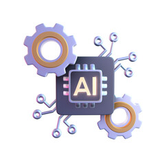 AI Artificial Intelligence Gear System 3D Icon Design