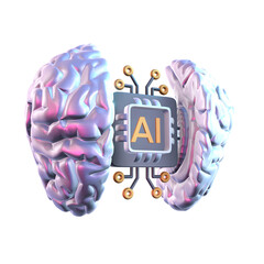 3D Icon Design of AI Neural Brain Chip