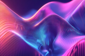 Abstract Background of Glowing Neon Lines and Geometric Tech Patterns