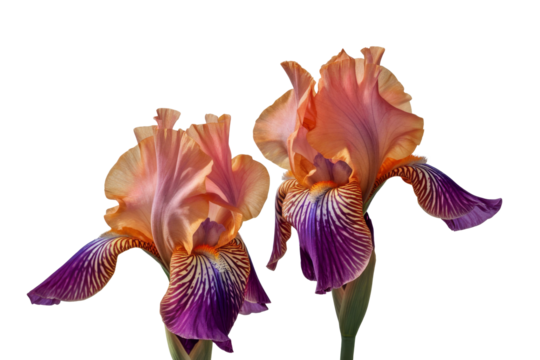 High-Quality PNG purple and orange iris flowers on white background