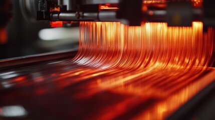 Advanced glass manufacturing process: High-tech machinery shaping molten glass with precision, enhancing production efficiency and innovation in industrial applications.