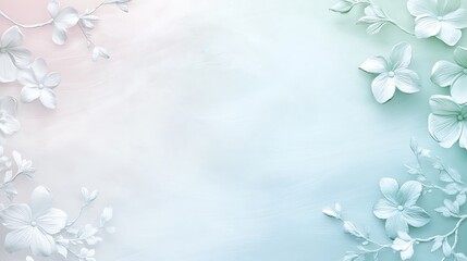 Delicate White Flowers Frame Pastel Background