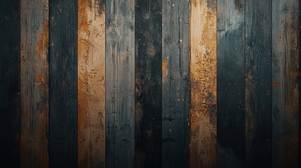 Rustic vertical wooden planks, dark and gold tones, grunge texture.