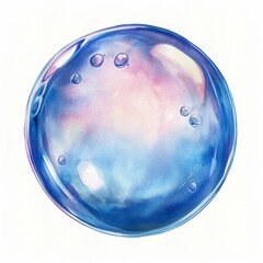 Soft Watercolor Bubble with Delicate Hues and Light Reflections